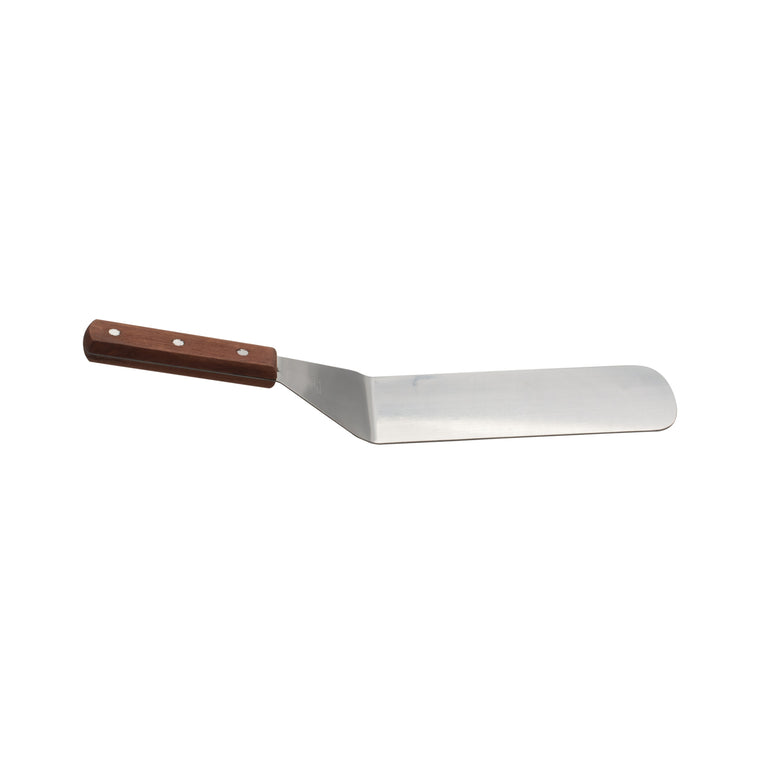 Hamburger Stainless Steel Turner, Wooden Handle, Solid Blade