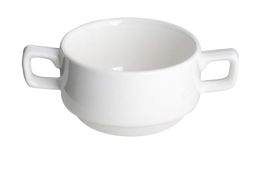 Royal White New Bone Soup Cup 2 Handles (Stackable) 300 cc