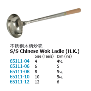 Stainless Steel Chinese Wok Ladle (H.K)