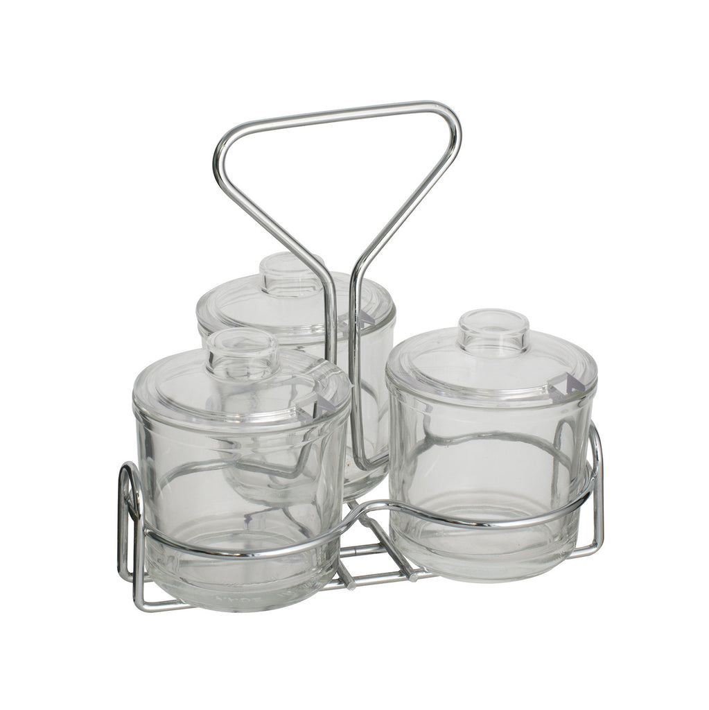 Alegacy 3 Condiment Glass Jar With Rack