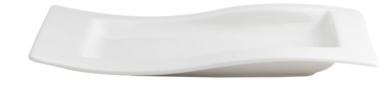 Royal White New Bone Rectangular Curve Plate 28x19x3 cm
