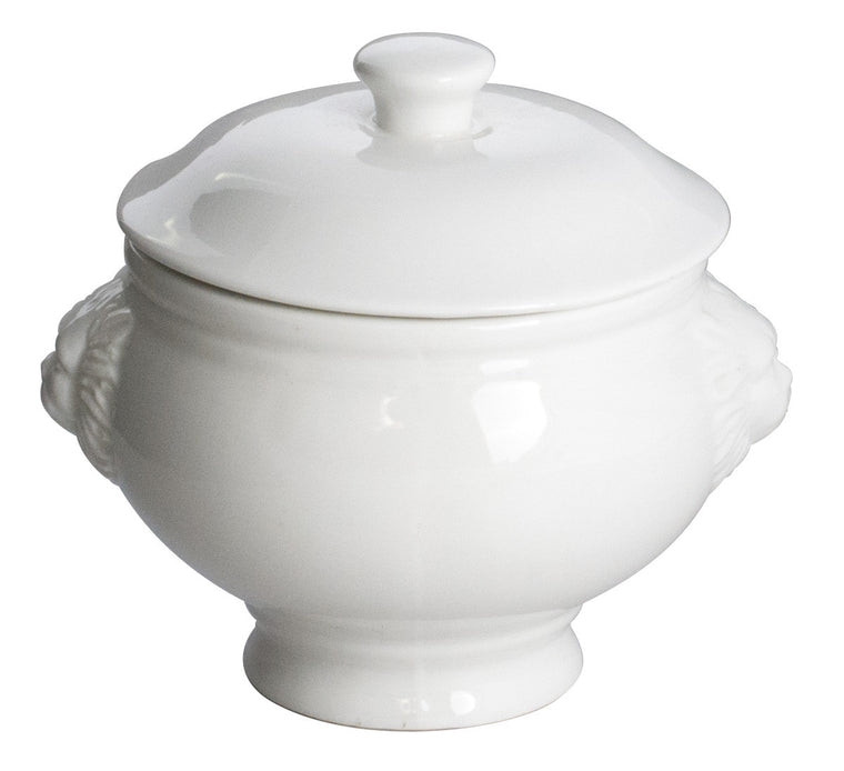 Royal White New Bone Lion Head Soup Tureen with Lid 460 cc