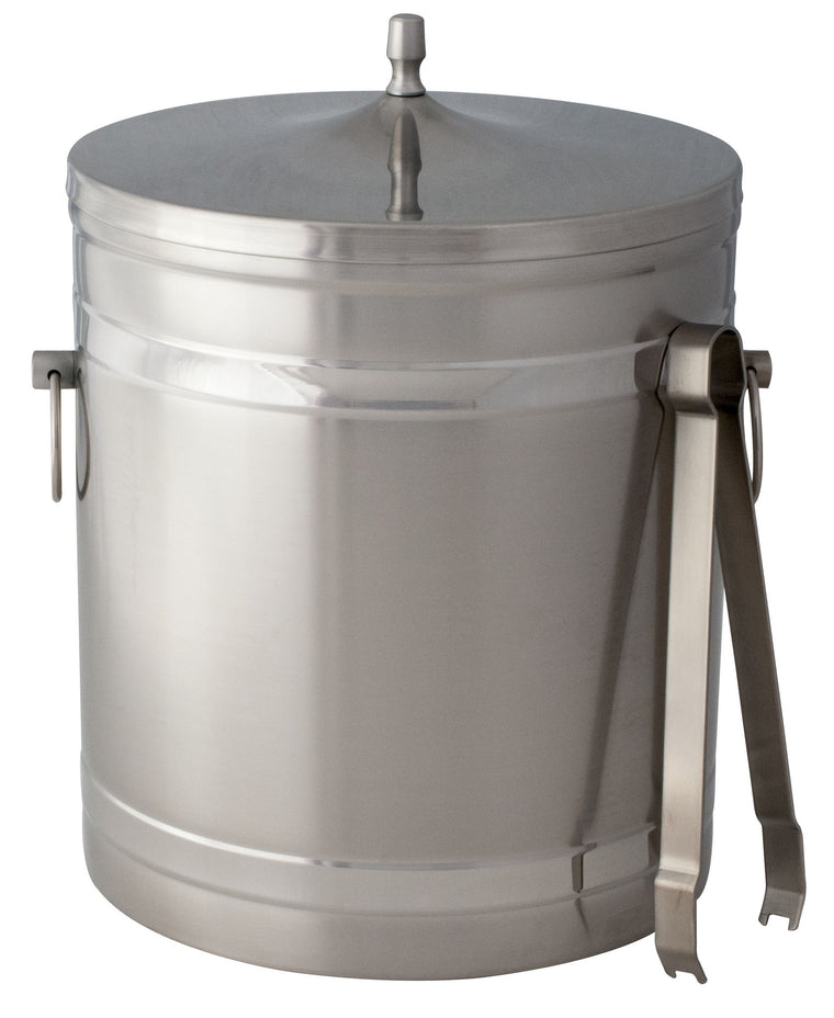 Stainless Steel Ice Bucket 5 litre With Lid Ring Hole & Tong