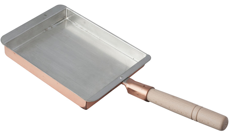 Copper Frypan with Wooden Handle 180x225x33 mm