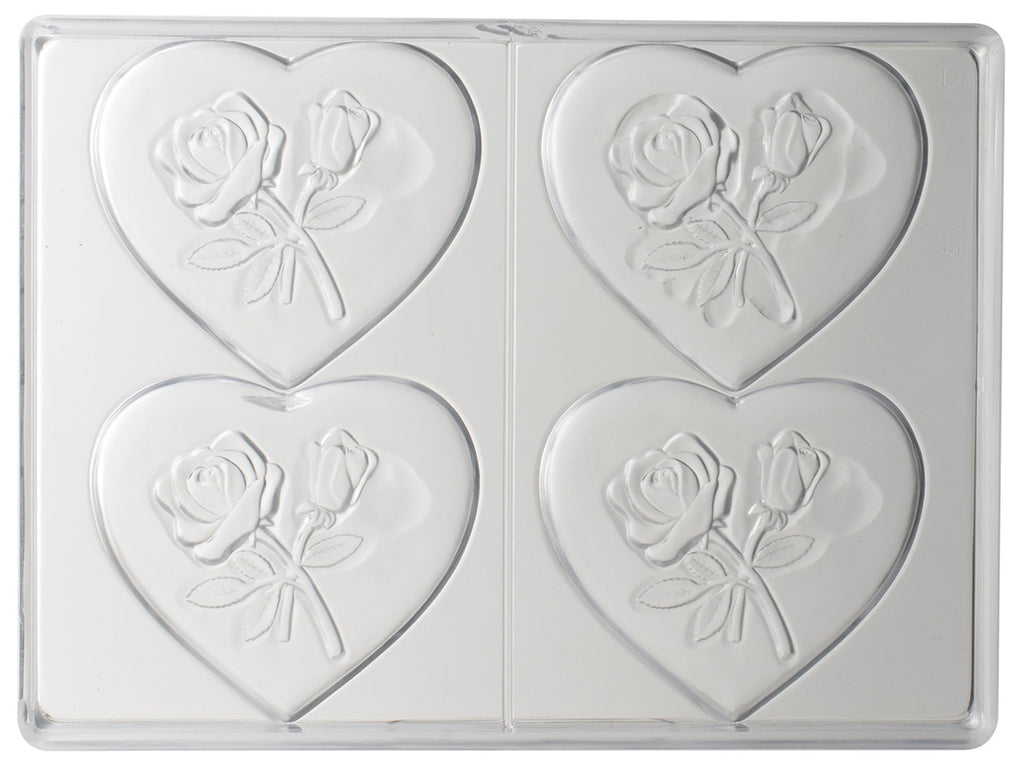 Matfer Chocolate Moulds Polycarbonate 4 Hearts With Flowers