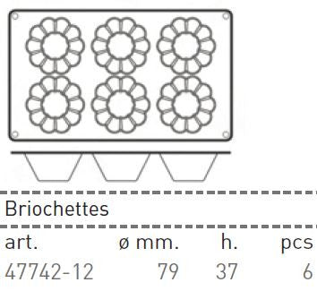 Paderno Flexible Non-Stick Baking Mould -  Brioche 79 x 37mm